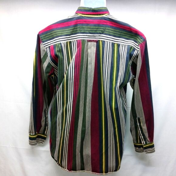 Vintage 90’s Ivy Crew Classics Green Stripe Long Sleeve Button Down Top Men’s L. - Picture 3 of 9